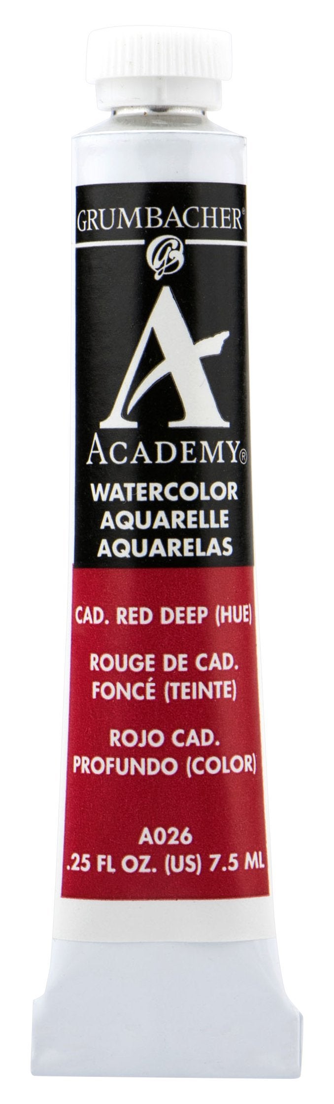 Grumbacher Academy Watercolor Paint, 7.5ml/0.25 Ounce, Cadmium Red Deep Hue (A026) - Image 1